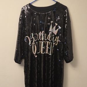 Sequin Black Birthday Queen Top-Because You DESERVE it!